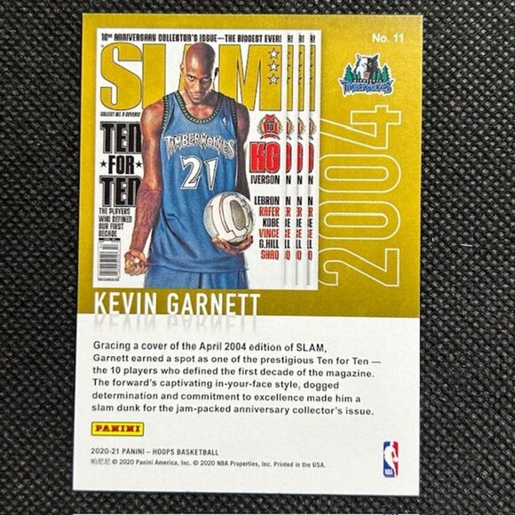 2020-21 Panini NBA Hoops Slam Kevin Garnett #11 Minnesota Timberwolves - Picture 2 of 2